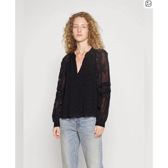 IRO Tops - Women’s IRO Kisar Fil Coupé Jacquard Blouse In Black Size 40 US 8